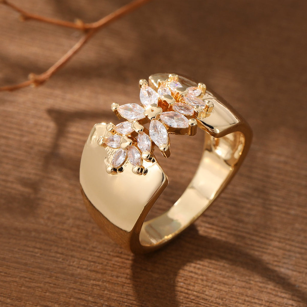 Elegant Floral Cluster Statement Ring