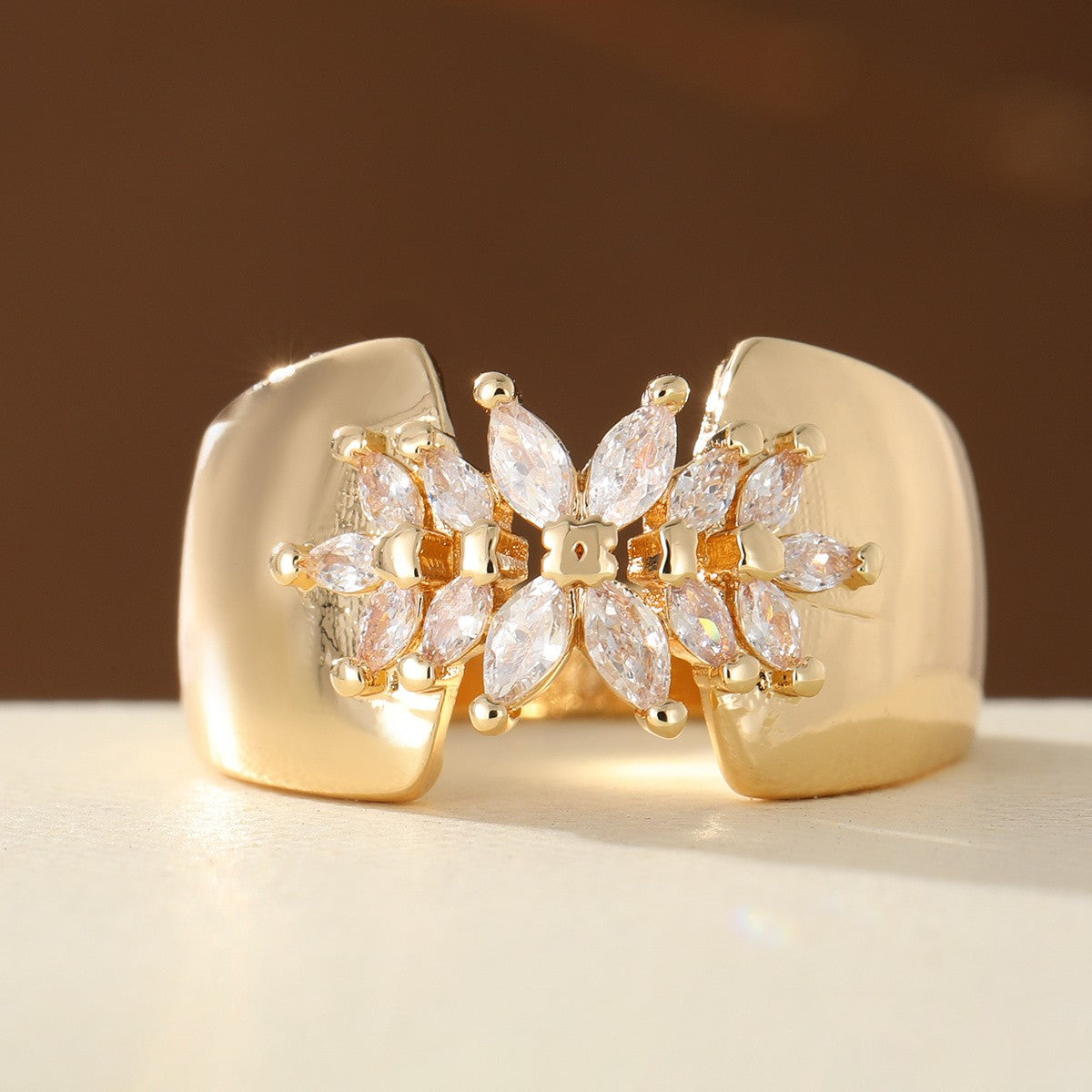 Elegant Floral Cluster Statement Ring