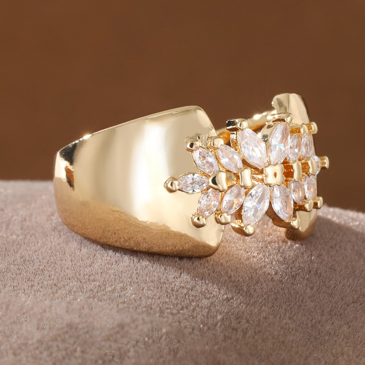 Elegant Floral Cluster Statement Ring