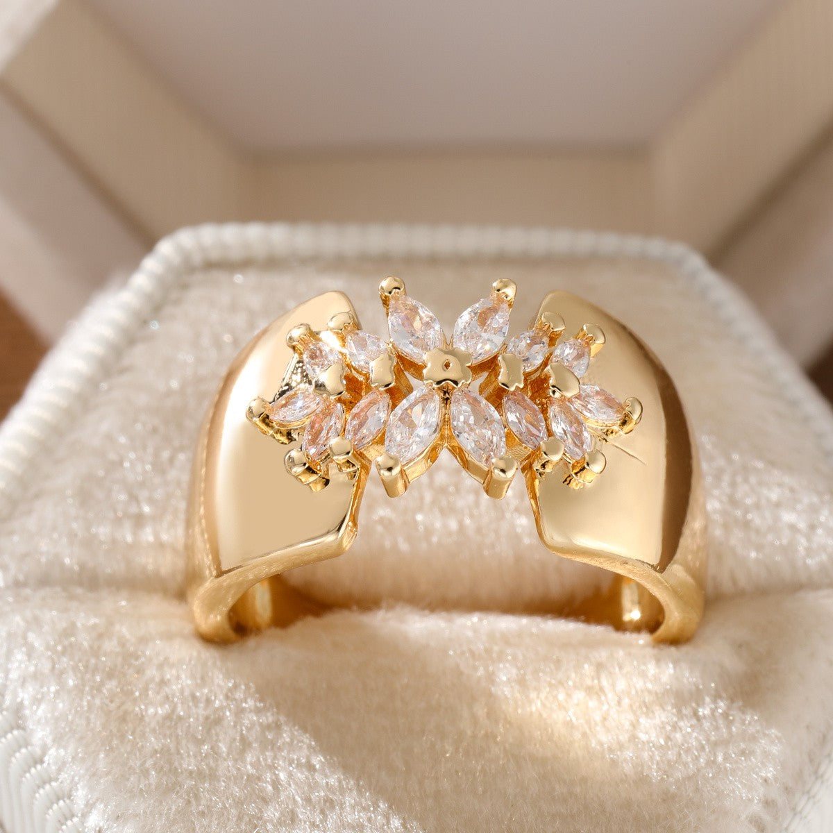 Elegant Floral Cluster Statement Ring
