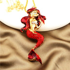 Whimsical Red Mermaid Pendant Necklace
