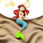 Whimsical Red Mermaid Pendant Necklace
