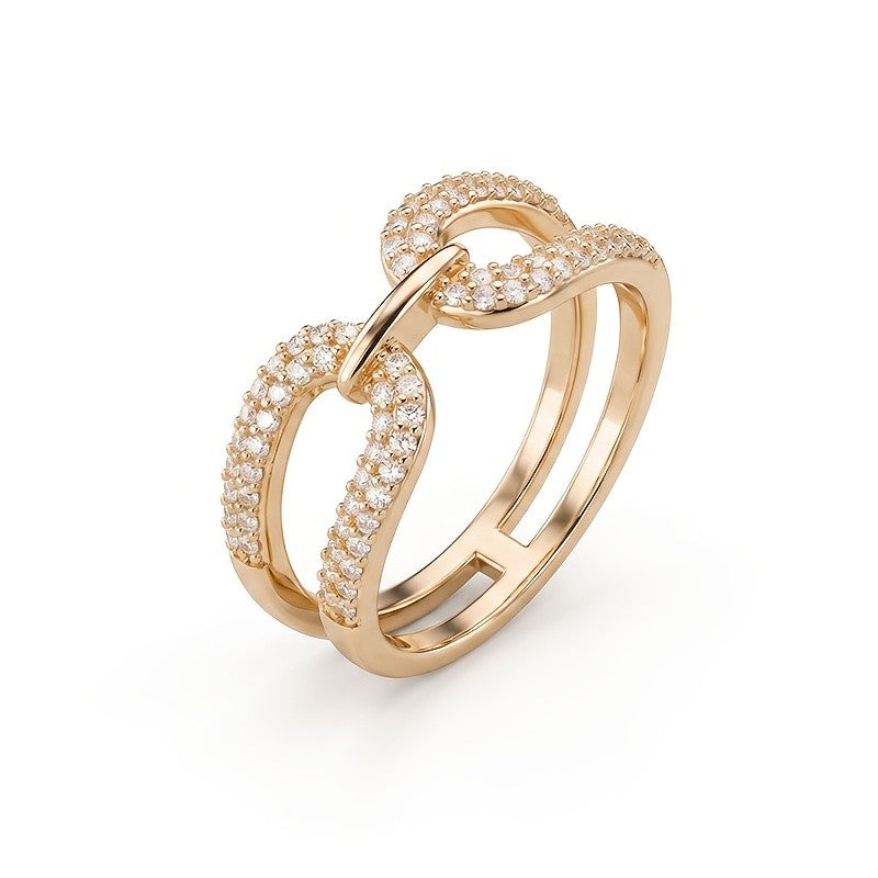 Elegant Interlocking Pave Ring