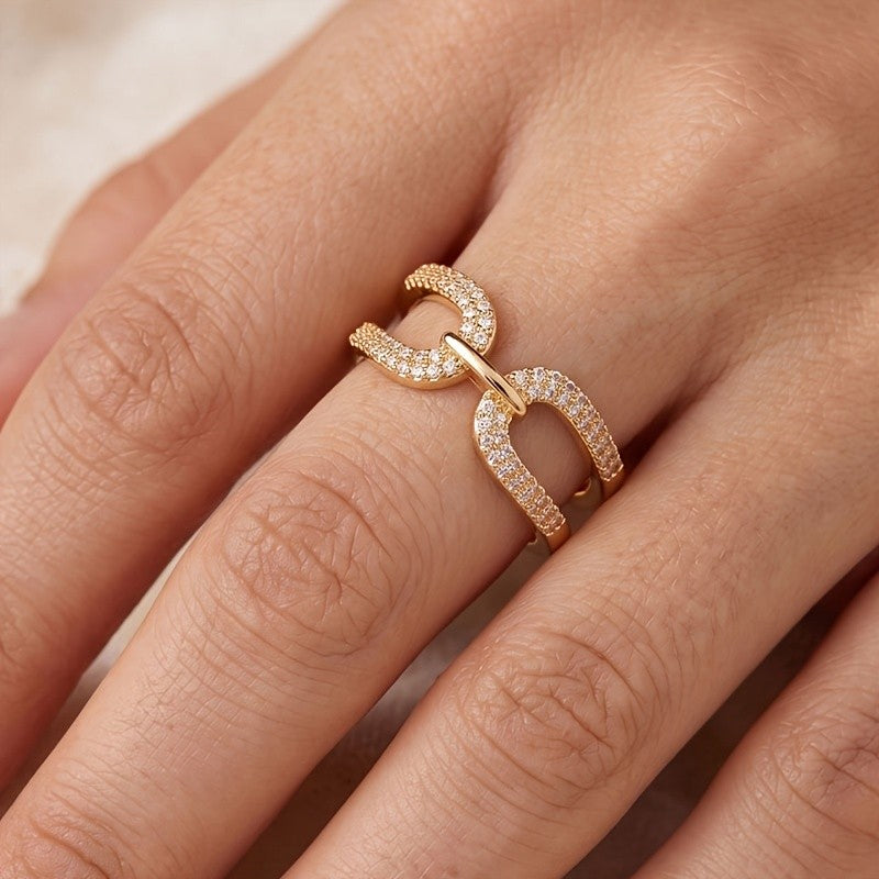 Elegant Interlocking Pave Ring