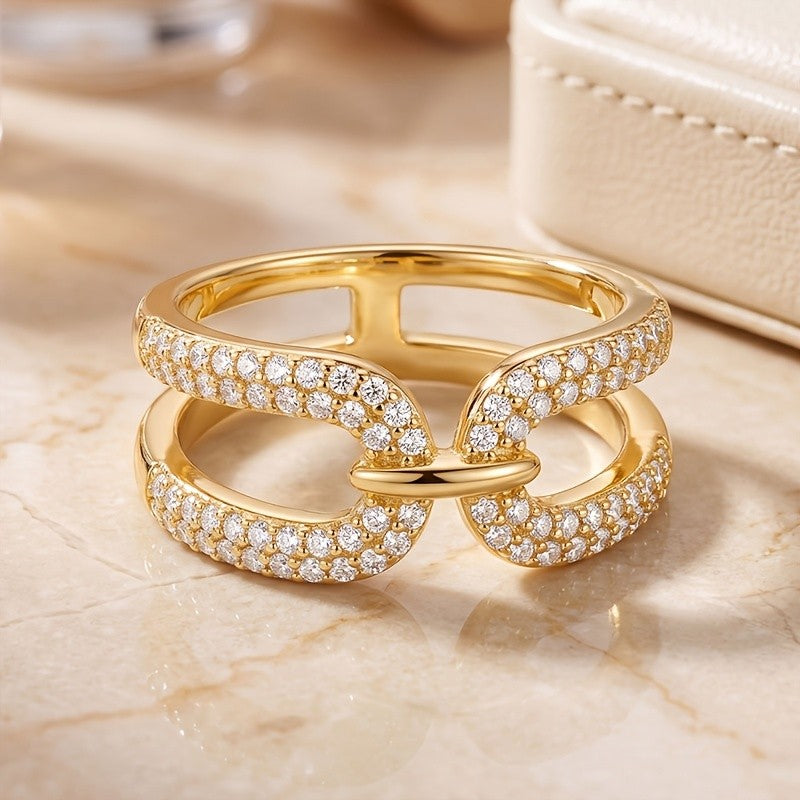 Elegant Interlocking Pave Ring