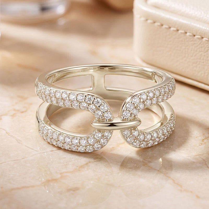 Elegant Interlocking Pave Ring
