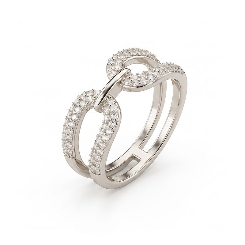 Elegant Interlocking Pave Ring