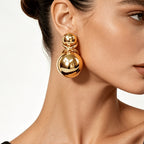 Elegant Amber Sphere Drop Earrings