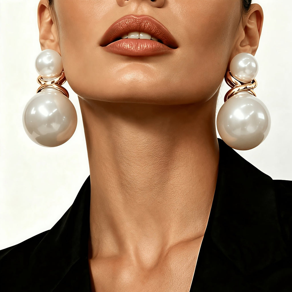 Elegant Amber Sphere Drop Earrings