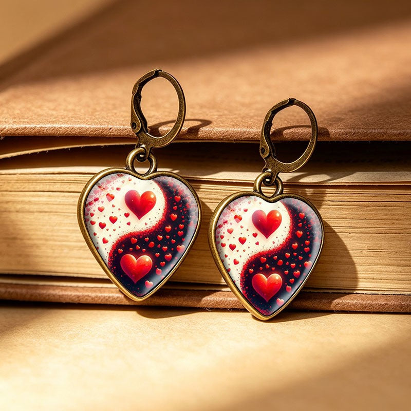 Romantic Yin Yang Heart Drop Earrings