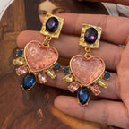 Romantic Heart Gemstone Drop Earrings