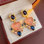Romantic Heart Gemstone Drop Earrings