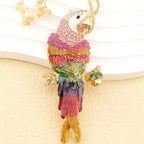 Whimsical Parrot Glass Pendant Necklace