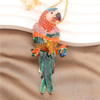 Whimsical Parrot Glass Pendant Necklace