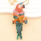Whimsical Parrot Glass Pendant Necklace