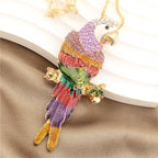 Whimsical Parrot Glass Pendant Necklace