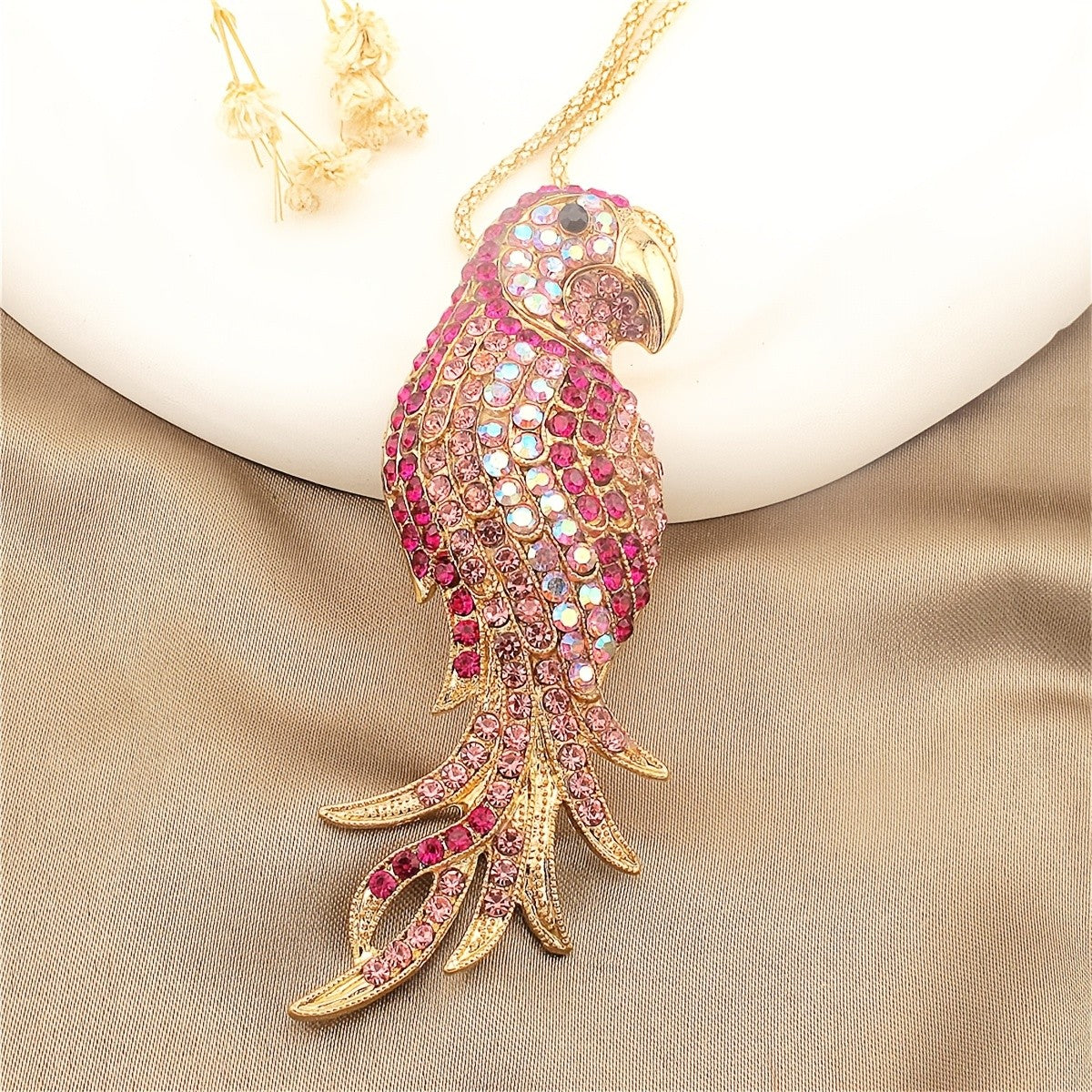 Glitter Parrot Pendant Necklace