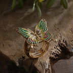 Whimsical Enamel Butterfly Statement Ring
