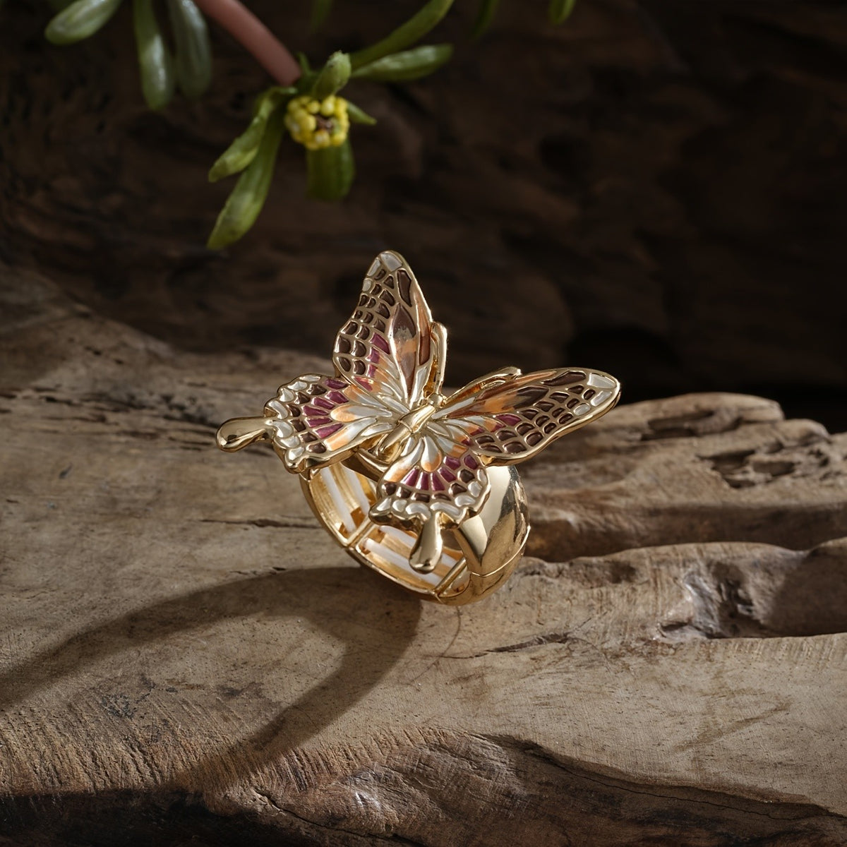 Whimsical Enamel Butterfly Statement Ring