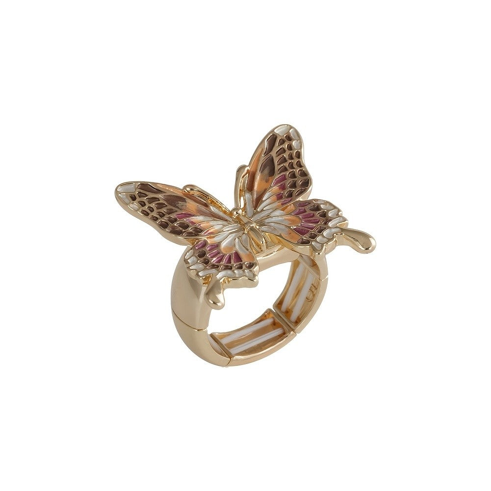 Whimsical Enamel Butterfly Statement Ring