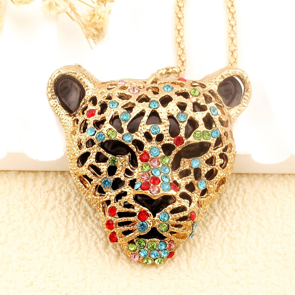 Rainbow Leopard Statement Necklace