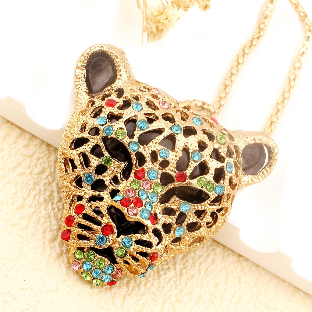 Rainbow Leopard Statement Necklace