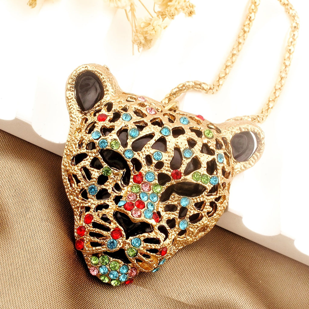Rainbow Leopard Statement Necklace