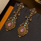 Ornate Floral Gemstone Drop Earrings