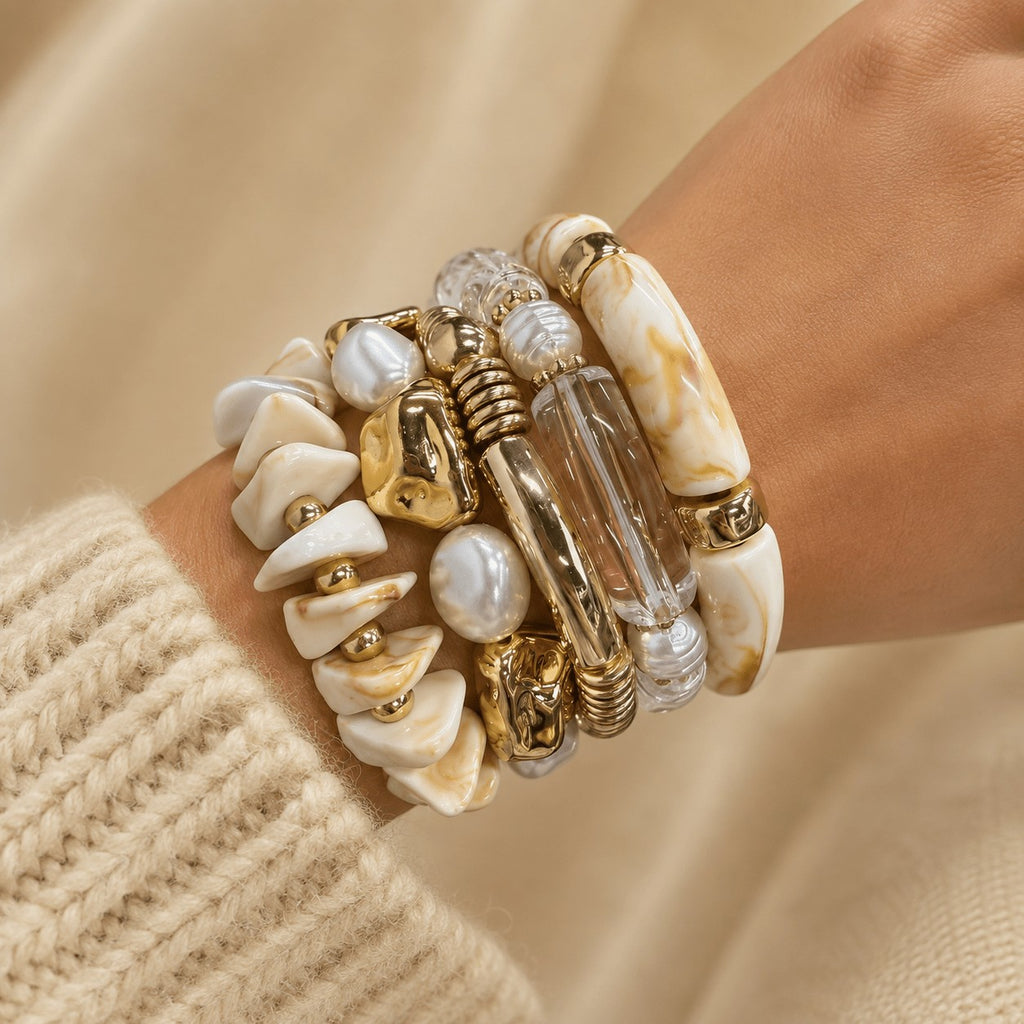 5pc Layered Mixed Bead Bracelet Set
