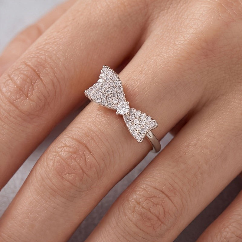 Elegant Bow Pave Statement Ring