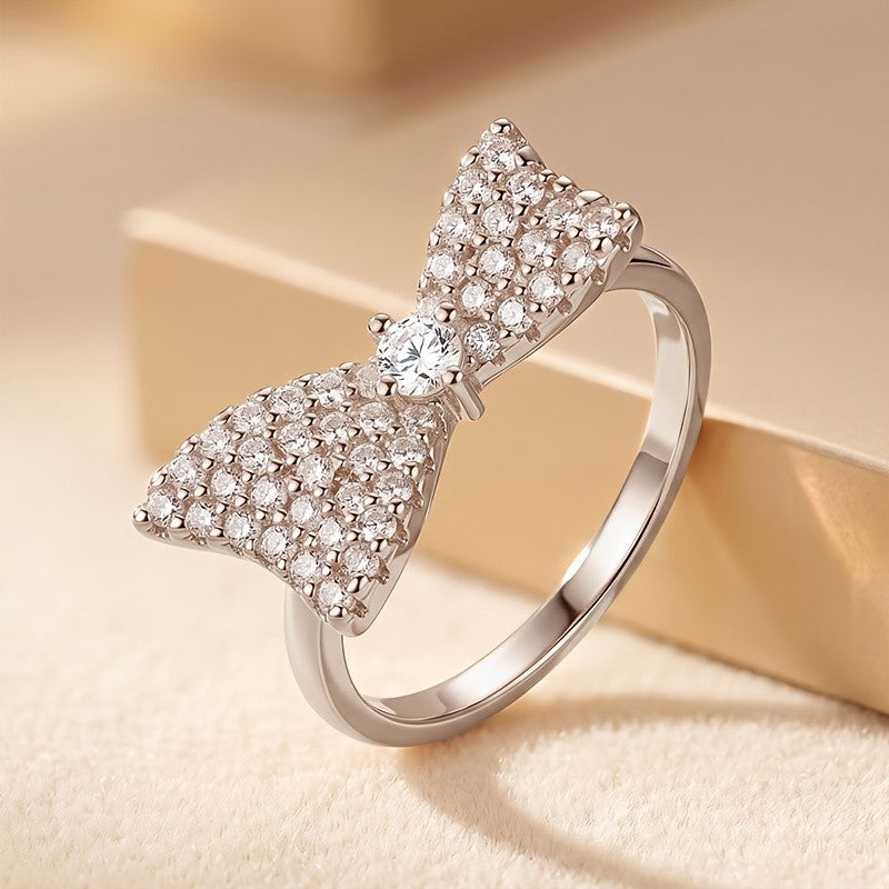 Elegant Bow Pave Statement Ring