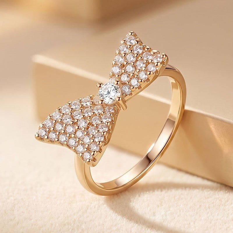 Elegant Bow Pave Statement Ring