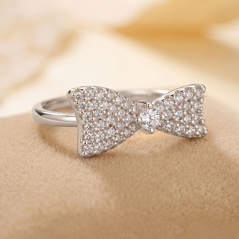 Elegant Bow Pave Statement Ring