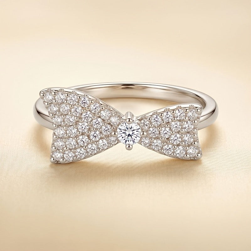 Elegant Bow Pave Statement Ring