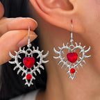 Gothic Thorn Heart Drop Earrings