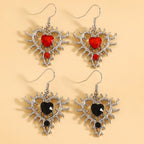Gothic Thorn Heart Drop Earrings