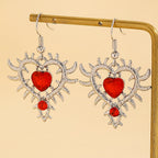 Gothic Thorn Heart Drop Earrings