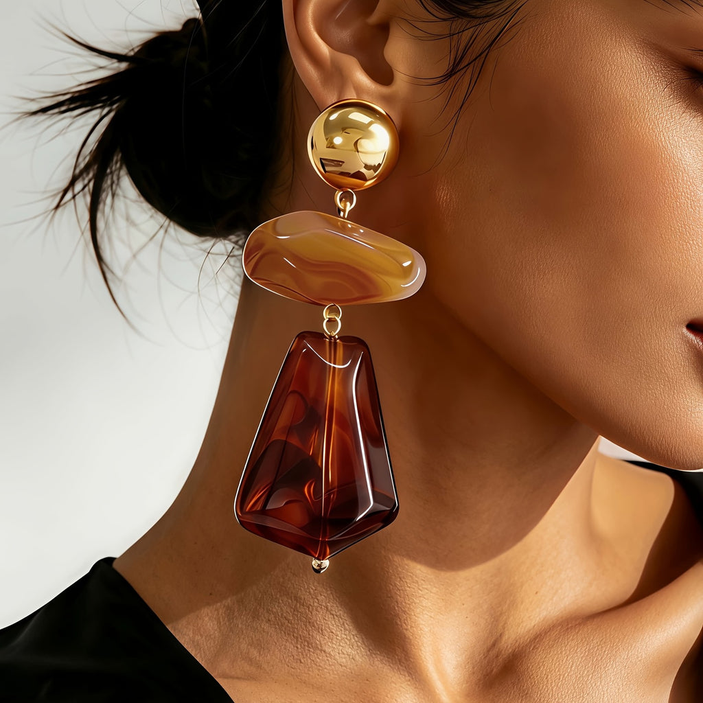 Elegant Amber Tiered Drop Earrings
