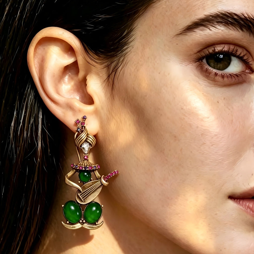 Whimsical Court Figure Drop Earrings
