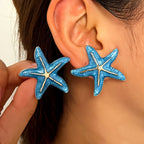 Boho Blue Spiral Stud Earrings