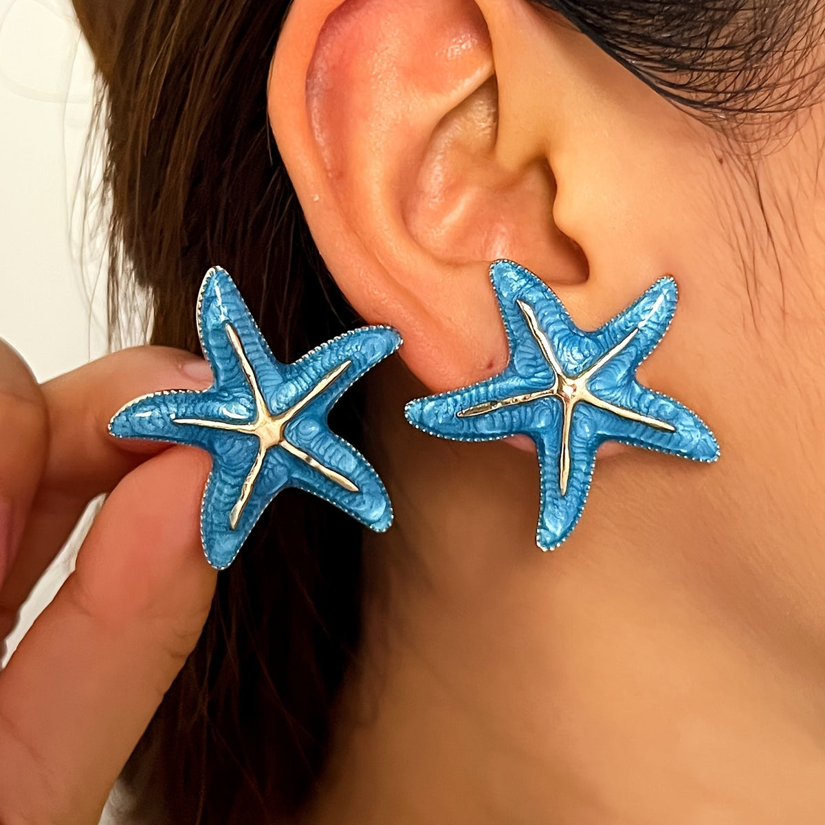 Boho Blue Spiral Stud Earrings