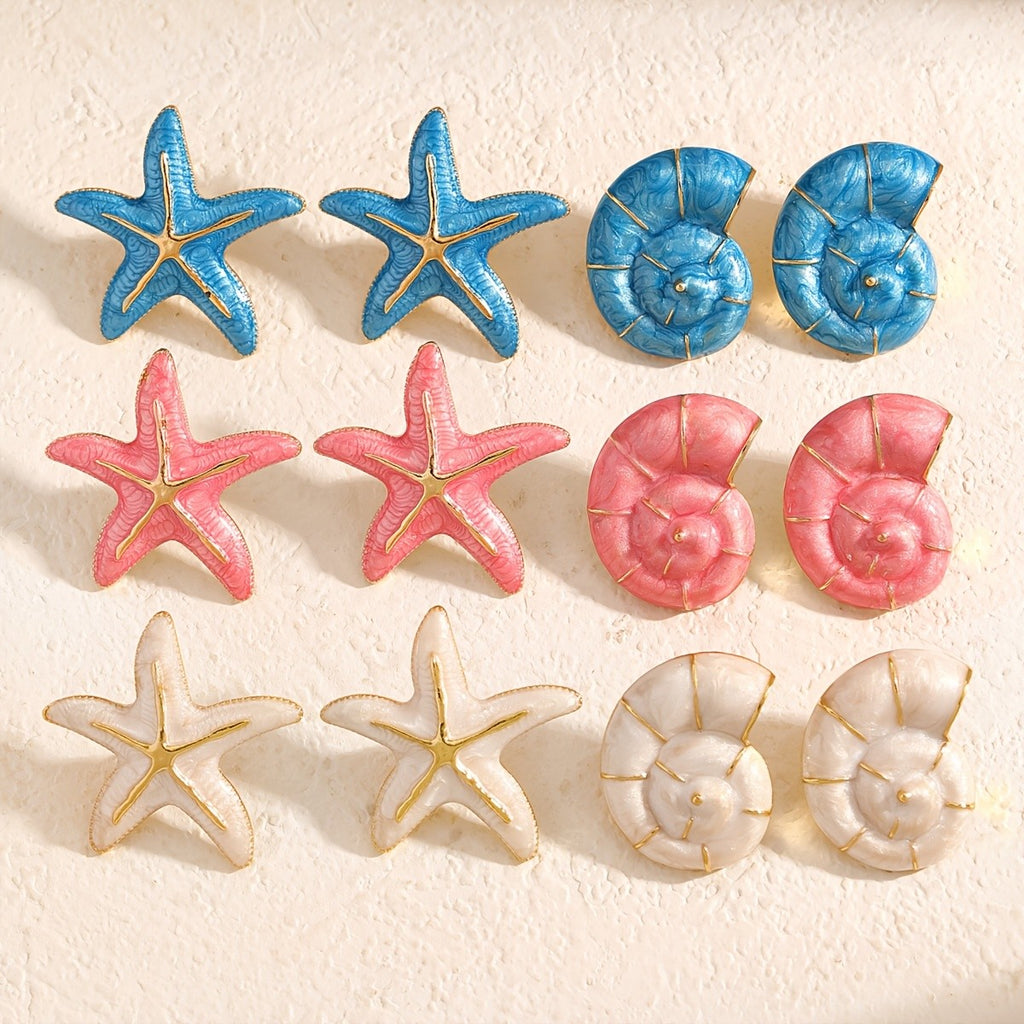 Boho Blue Spiral Stud Earrings