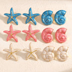 Boho Blue Spiral Stud Earrings