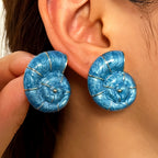 Boho Blue Spiral Stud Earrings