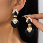 Retro Black Heart Drop Earrings