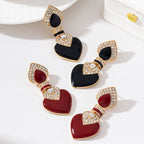 Retro Black Heart Drop Earrings