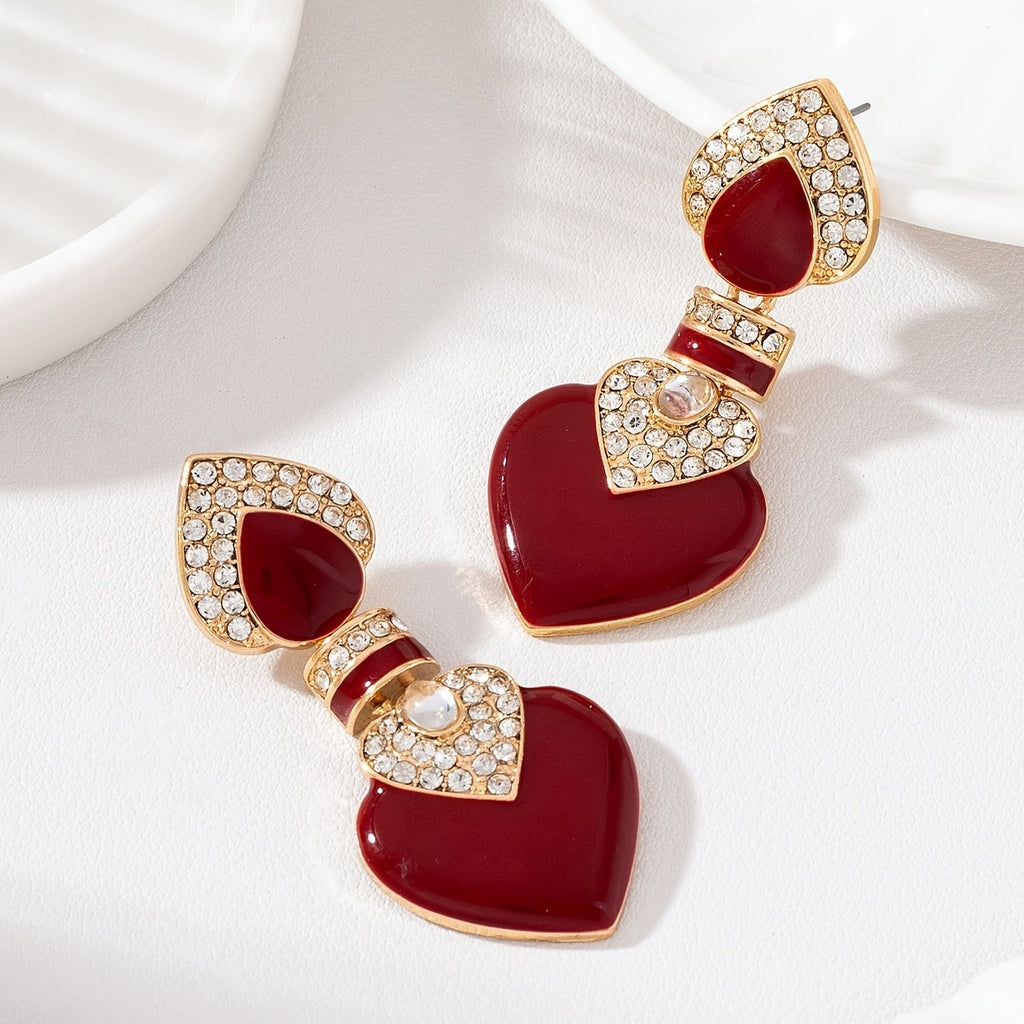 Retro Black Heart Drop Earrings