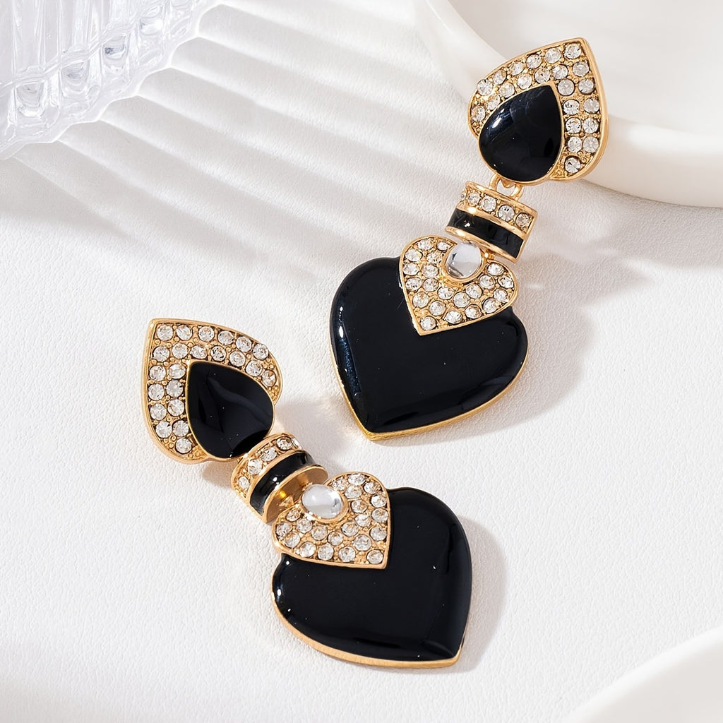 Retro Black Heart Drop Earrings