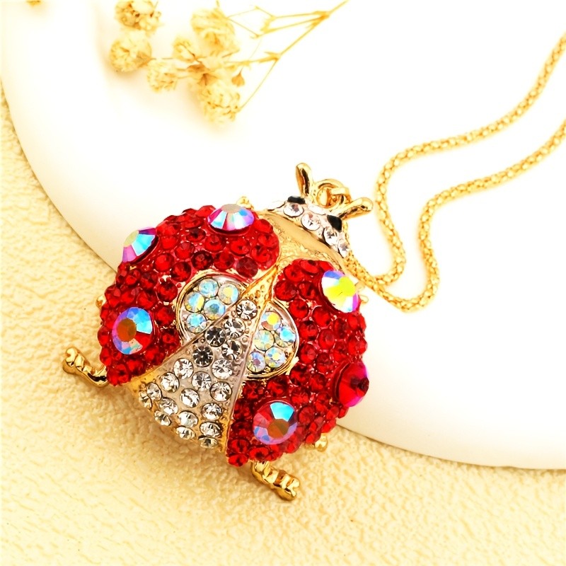 Whimsical Red Ladybug Glass Necklace