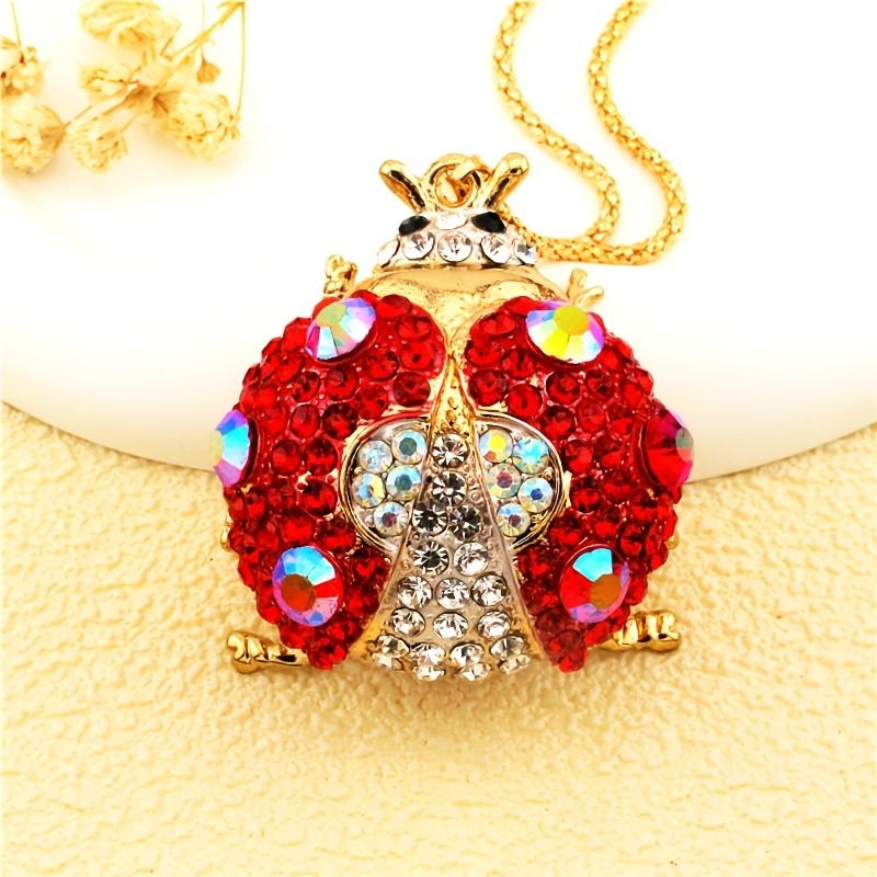 Whimsical Red Ladybug Glass Necklace